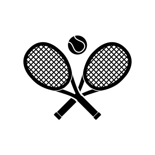 Tennis racket icon, stock vector, tennis logo isolated on white background